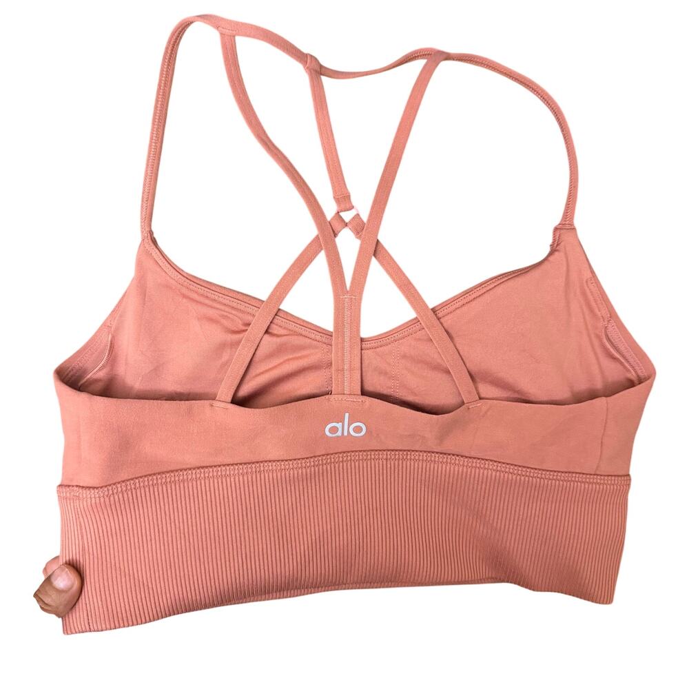 Alo Soft Lavish Bra Size Small W9234R Sports Bra Workout Pink Straps
